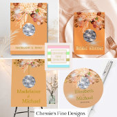 Floral Sinaasappel Eucalyptus Pampas Elegant Disco Ronde Sticker