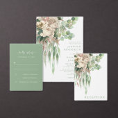 Moderne groene Rozen bruiloft Informatiekaartje (Personaliseer de collectie van deze zelfstandige maker.)
