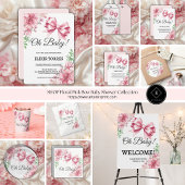 Bloemen Roze strik Baby shower Bedankkaart