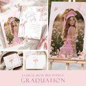 Roze strik coquette FLORALE afstuderen Ronde Sticker