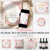 Modern Blush Pink Gold Quinceanera Bewaar de datum Briefkaart