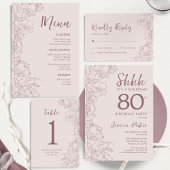 Bloemroze Mauve Verjaardag Cadeaulabel