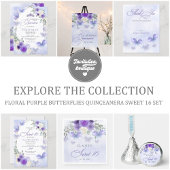 Paarse vlinders quinceanera dank u briefkaart