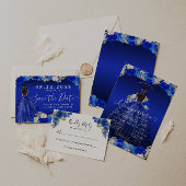 Floral Royal Donkerblauwe jurk Verjaardag Quincean Gastenboek