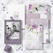 Floral Sparkles Wedding Initialen Mauve ID889 Papieren Bordje