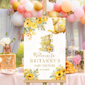Yellow Floral tea cups with teapot baby shower Menu