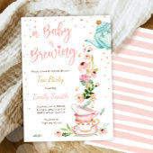 Baby brouwt theeluier Raffle Blue Baby shower Informatiekaartje