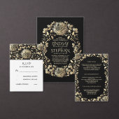 Goud en Zwart  Bloemen Bruiloft Papieren Bordje (Personaliseer de collectie van deze zelfstandige maker.)