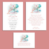 Bloemen Waterverf Walvissen Baby shower Luier Raff Informatiekaartje