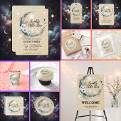 Floral White Twinkle Little Star Baby shower Bedankkaart