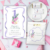 Bloemen en lint nummer 1e verjaardag kaart