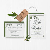 Fern Green Willow Branch Elegant Wedding Bedankt