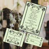 Sage Green Victoriaans huwelijksprogramma Programmakaart