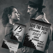 1940 Film Noir Wedding Save-the-Date Briefkaart