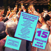 Nineties Paarse op Blauwgroen bruiloft Programmakaart