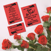 Zwart op rood heavy metal bruiloft programmakaart