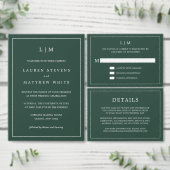 Simple Forest Green Monogram Elegant Wedding Servet (Personaliseer de collectie van deze zelfstandige maker.)