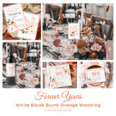 Waterverf Modern Blush Oranje Floral Wedding Kaart