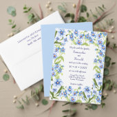 blauw Vergeet me niet Waterverf bruiloft Kaart (Personaliseer deze collectie van deze onafhankelijke maker. Test)