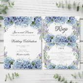 Forget-Me-Not Flowers Waterverf Elegante bruiloft Kaart (Personaliseer de collectie van deze zelfstandige maker.)