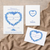 Vergeet-me-niet bloemenhart krans kunst bruiloft drieluik programma (Personaliseer de collectie van deze zelfstandige maker.)