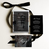 Formal Classic Dark Overlay QR Code Photo Wedding Kaart
