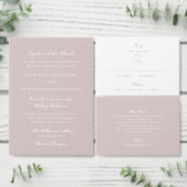 Elegante Musk Roze Witte Monogram Bruiloft Menu (Personaliseer de collectie van deze zelfstandige maker.)