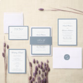 Formele Stofblauwe Monogram Script & Datum Trouw Uitnodigingen Wikkel (Personaliseer de collectie van deze zelfstandige maker.)