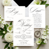 Formele Elegante Witte Kalligrafie QR Code Foto Save The Date