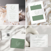 Elegante Monogram Leaf Crest Terracotta bruiloft Uitnodigingen Wikkel