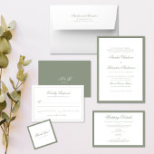 Formele klassieke Sage Green Border & Script Weddi Acryl Uitnodigingen