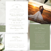 Sage Green Elegant Kalligrafie multi-event RSVP Kaartje