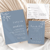 Formele minimale blauwe bruiloft bedankkaart