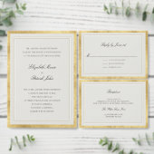 Formal Modern Classic Ecru Gold Wedding Program (Personaliseer de collectie van deze zelfstandige maker.)