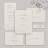 Wildflowers Ecru Faux Embossed formele bruiloft Menu