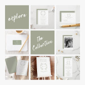 Formele  Sage Groene Monogram Huwelijksprogramma Programmakaart