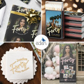 Forty 40th Birthday photo script rose pink Sparkling Wijnetiket