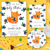 Fox met bosbessen - dank u baby shower cadeaulabel