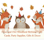 Foxes and Owl Woodland Fall Kids Birthday Tafelkleed