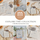 Elegant Frans  Blauw Bloemen Jouy Bruiloft Kartonnen Onderzetters