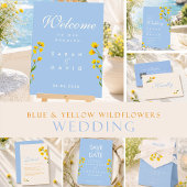 Blauwe en gele boterbloem ronde sticker