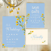 Blue & Yellow buttercup wedding Programmakaart