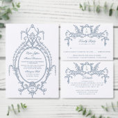 Frans Blauw  Barok Monogram RSVP Kaartje (Personaliseer de collectie van deze zelfstandige maker.)