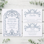 Frans Blauw  Barok | Monogram bruiloft Menu (Personaliseer de collectie van deze zelfstandige maker.)