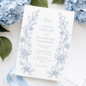 French Blue Wedding RSVP QR-code Informatiekaartje