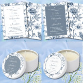 Dusty Blue Floral French Christian Wedding Program Programmakaart