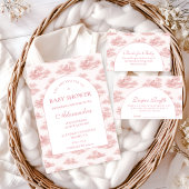 Franse Toile Baby Shower Roze Kaart