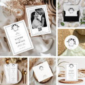 Coquette Bow Crest Monogram Franse bruiloft Ronde Sticker