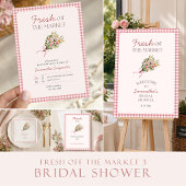 Net van de markt roze gingham bruids+shower plaatskaartje