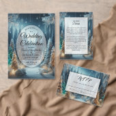 Frosted Pines in Winter Glow Wedding Kaart (Personaliseer de collectie van deze zelfstandige maker.)